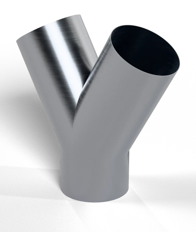 Calça (bifurcação) em inox aisi 316, renderizada pelo ZM UNFOLD