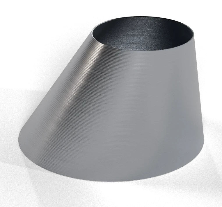 Redução excêntrica em inox aisi 304, renderizada pelo ZM UNFOLD